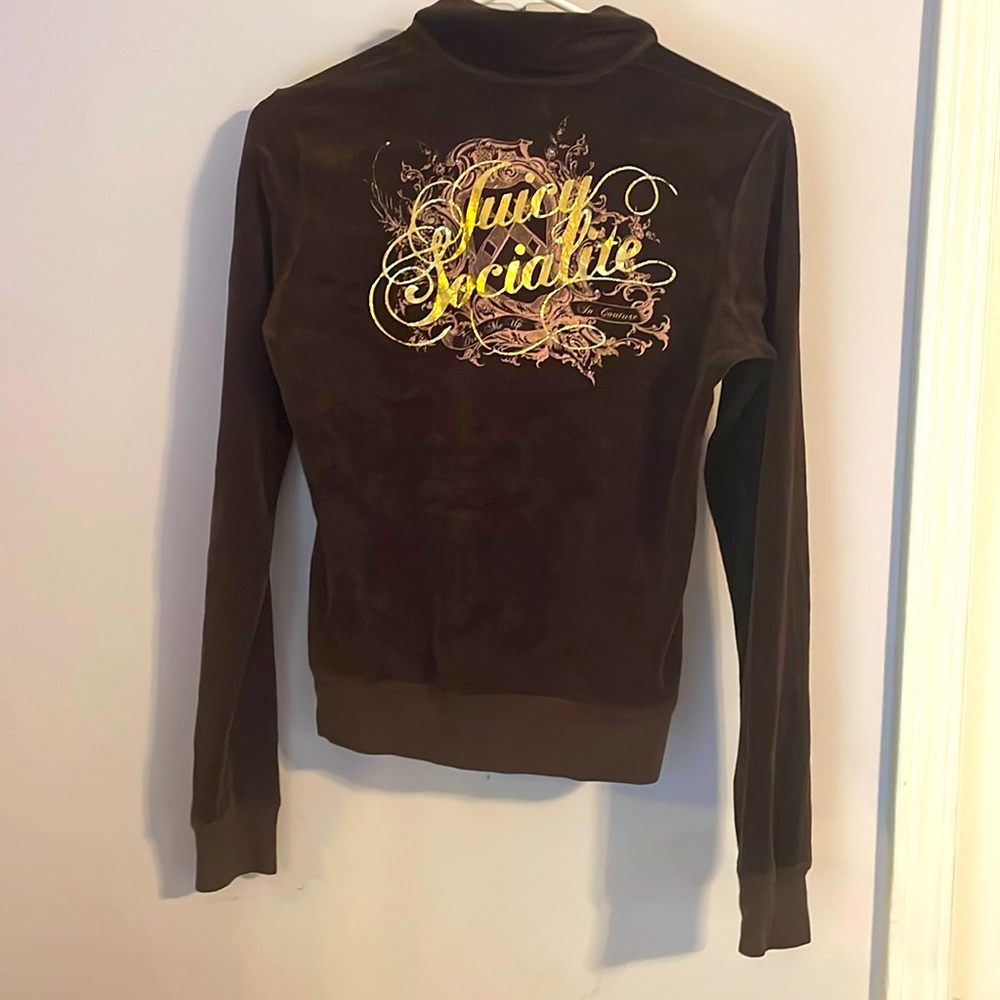 Juicy couture brown suede zip up track jacket